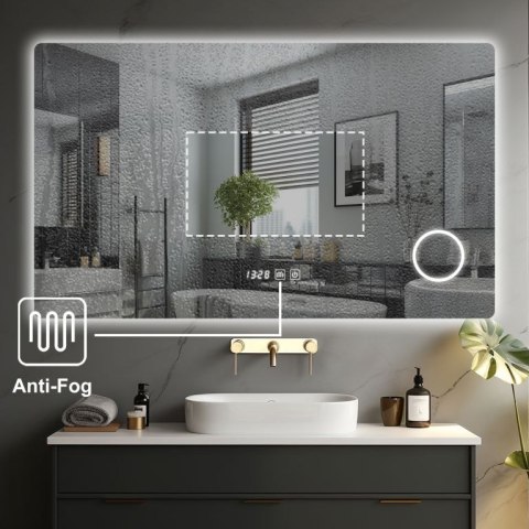 IREDA Lustro łazienkowe z oświetleniem LED, 90 x 70 cm