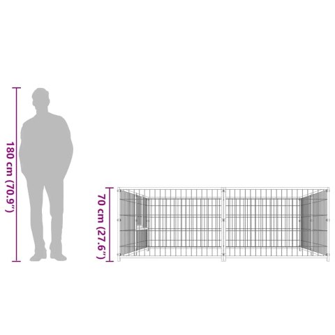 Kojec dla psa, srebrny, 4 m², stalowy