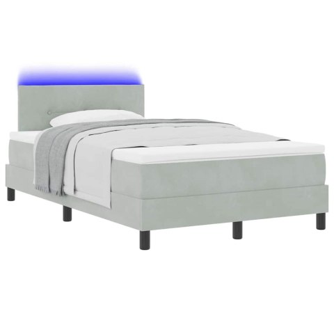 Łóżko z sprężyną LED z LED Jasnoszary 120 x 200 cm Aksamit