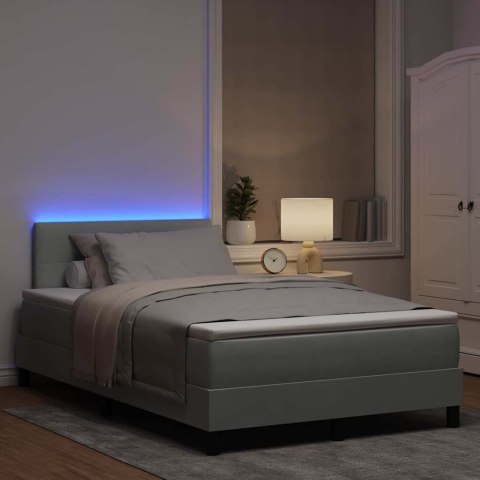 Łóżko z sprężyną LED z LED Jasnoszary 120 x 200 cm Aksamit