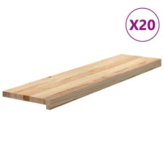 Stopnie schodowe, 20 szt. surowe 100x30x2cm lite drewno dębowe