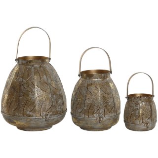 Zestaw świeczników Home ESPRIT Złoty Metal 25 x 25 x 28 cm (3 Sztuk)