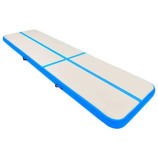 Mata gimnastyczna z pompką, 600x100x15 cm, PVC, niebieska