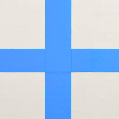 Mata gimnastyczna z pompką, 600x100x15 cm, PVC, niebieska