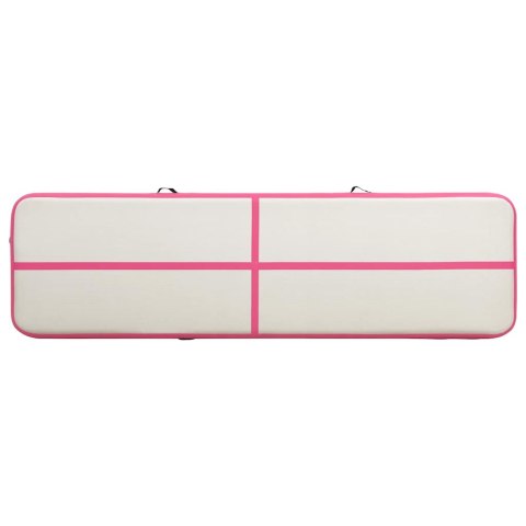 Mata gimnastyczna z pompką, 800x100x20 cm, PVC, różowa