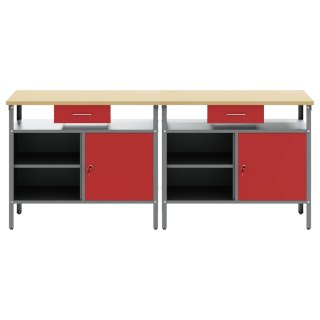 Zestaw stołu warsztatowego 2 pcs Czerwony 200 x 55 x 85 cm