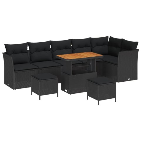 Zestaw Sof na Ogród 9 pcs Czarny polirattan