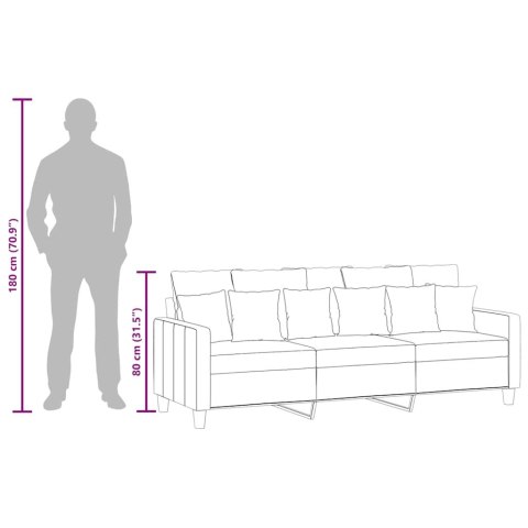3-osobowa sofa, kremowa, 180 cm, tapicerowana tkaniną