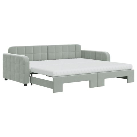 Sofa rozsuwana z materacami, jasnoszara, 90x190 cm, aksamit