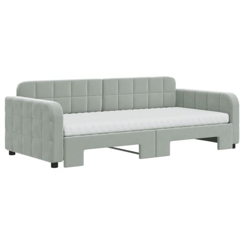 Sofa rozsuwana z materacami, jasnoszara, 90x190 cm, aksamit