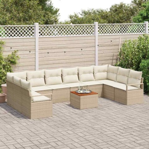 Zestaw Sof na Ogród 11 pcs beżowo-biały