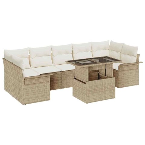 Zestaw Sof na Ogród z poduszką 8 pcs Beżowy Rattan poli