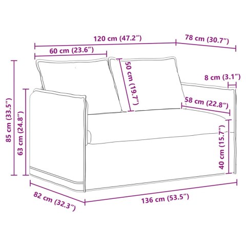 Sofa 120cm 2 pcs Czarny Metal
