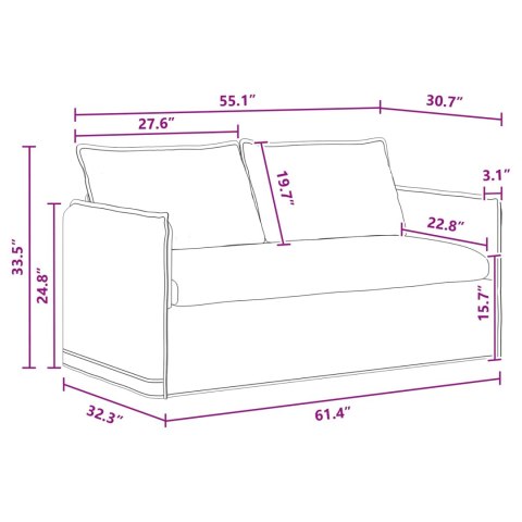 Sofa 140cm 2 pcs Ciemnoszary Metal