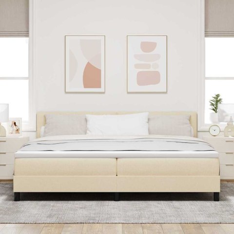 Łóżko sprężynowe z materacem Kremowy 200 x 200 cm tkanina