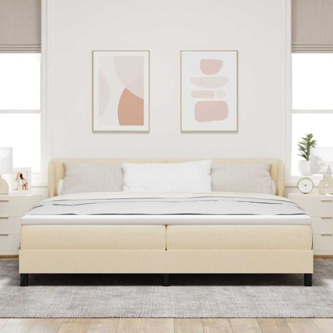Łóżko sprężynowe z materacem Kremowy 200 x 200 cm tkanina