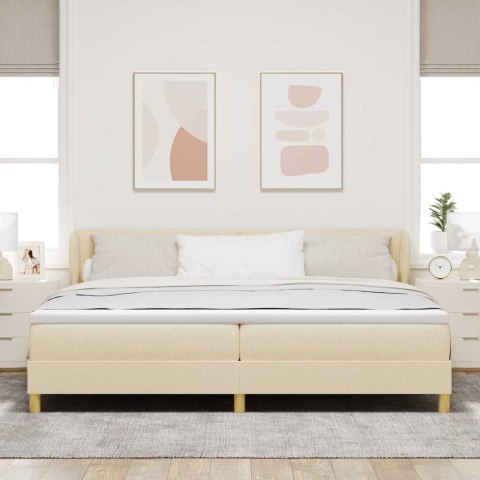 Łóżko sprężynowe z materacem Kremowy 200 x 200 cm tkanina