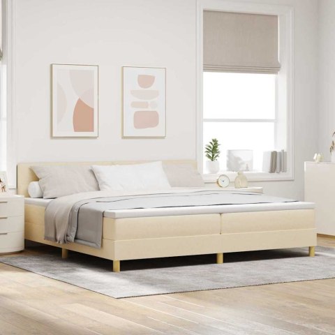 Łóżko z sprężyną LED z materacem Kremowy 200 x 200 cm tkanina