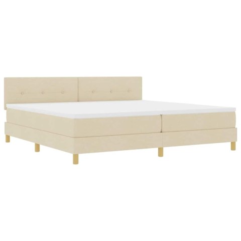 Łóżko z sprężyną LED z materacem Kremowy 200 x 200 cm tkanina