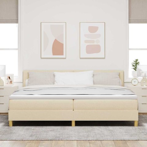 Łóżko z sprężyną LED z materacem Kremowy 200 x 200 cm tkanina