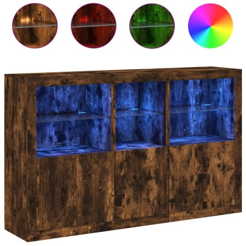 Szafka z oświetleniem LED, przydymiony dąb, 162x37x100 cm