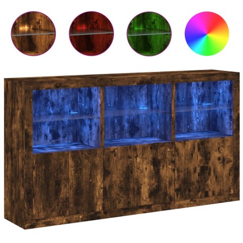 Szafka z oświetleniem LED, przydymiony dąb, 181,5x37x100 cm