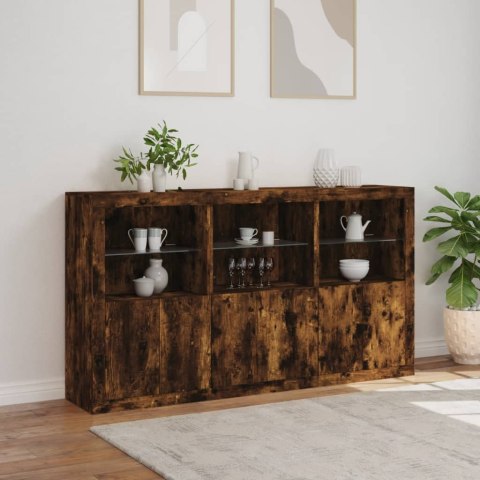 Szafka z oświetleniem LED, przydymiony dąb, 181,5x37x100 cm