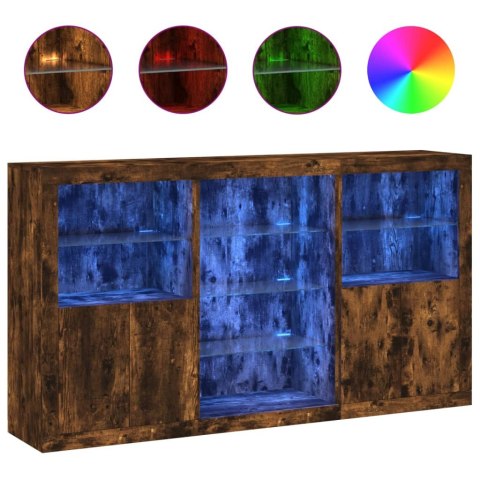 Szafka z oświetleniem LED, przydymiony dąb, 181,5x37x100 cm
