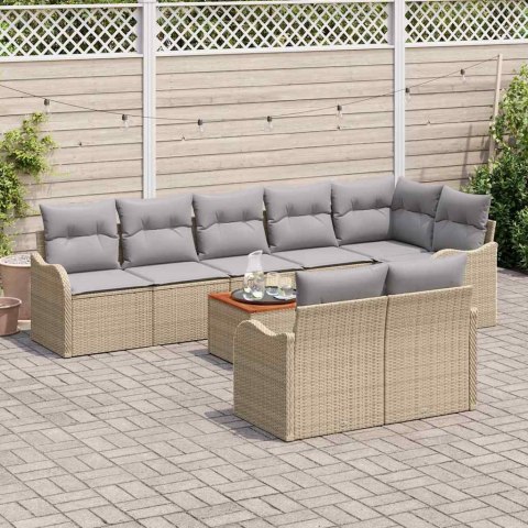 Zestaw Sof na Ogród 9 pcs beżowo-jasnoszary