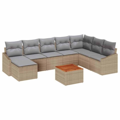 Zestaw Sof na Ogród 9 pcs beżowo-jasnoszary
