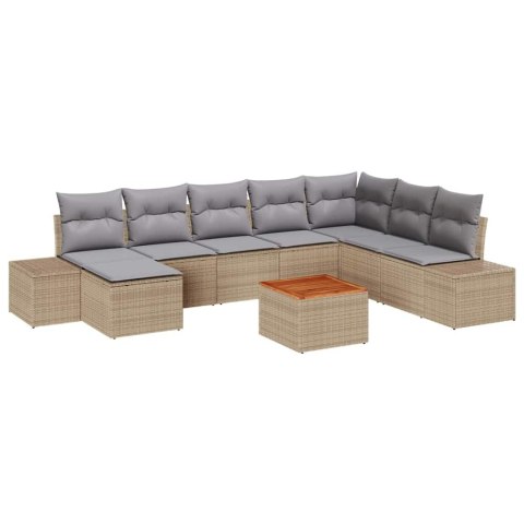 Zestaw Sof na Ogród 9 pcs beżowo-jasnoszary