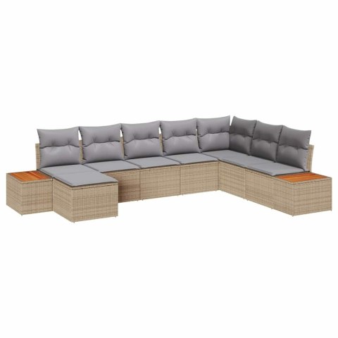 Zestaw Sof na Ogród 8 pcs Beżowy i jasnoszary Rattan poli