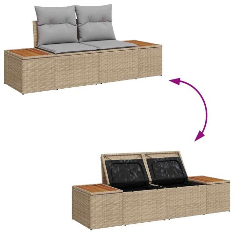 Zestaw Sof na Ogród 8 pcs Beżowy i jasnoszary Rattan poli