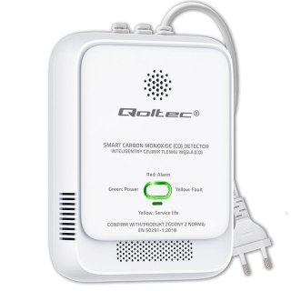 Czujnik tlenku węgla Qoltec (czadu) | detektor CO | alarm 85dB | LED
