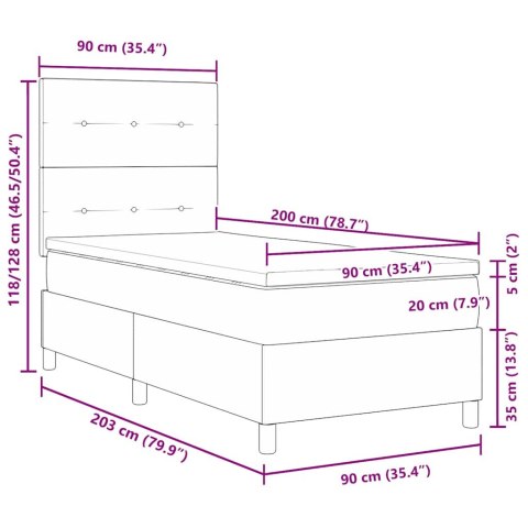 Łóżko sprężynowe Ciemnoniebieski 90 x 200 cm tkanina