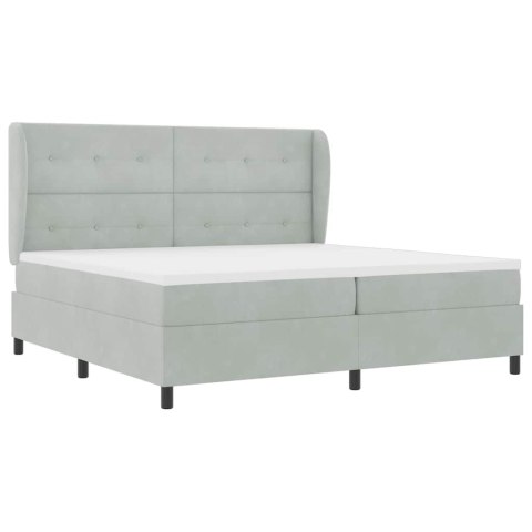 Łóżko sprężynowe z materacem Jasnoszary 200 x 200 cm Poliester