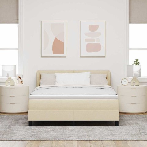 Łóżko sprężynowe z materacem Kremowy 160 x 200 cm tkanina