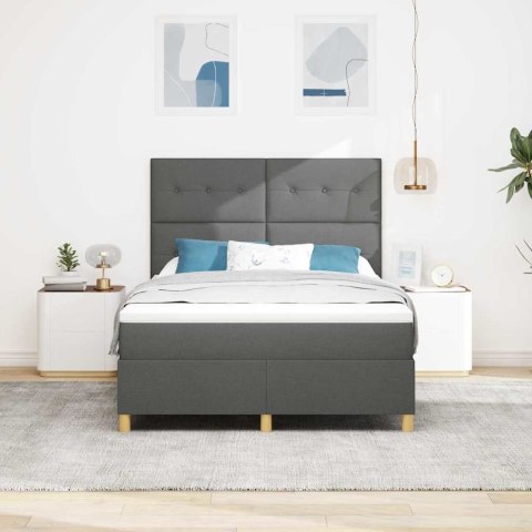 Łóżko z sprężyną LED Ciemnoszary 140 x 190 cm tkanina