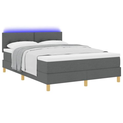 Łóżko z sprężyną LED z LED Ciemnoszary 140 x 190 cm tkanina