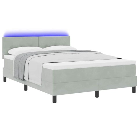 Łóżko z sprężyną LED z LED Jasnoszary 140 x 200 cm Aksamit