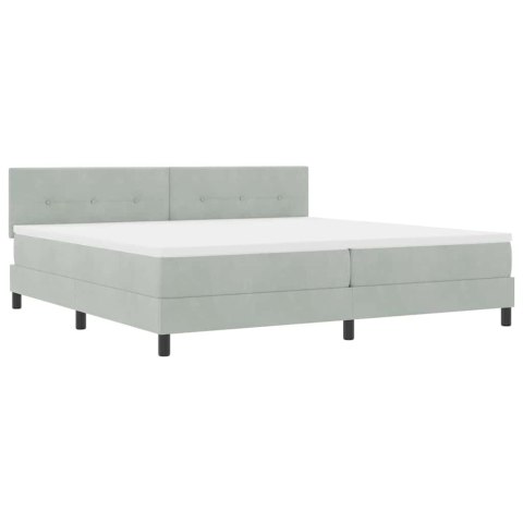 Łóżko z sprężyną LED z LED Jasnoszary 200 x 200 cm Aksamit
