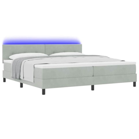 Łóżko z sprężyną LED z LED Jasnoszary 200 x 200 cm Aksamit
