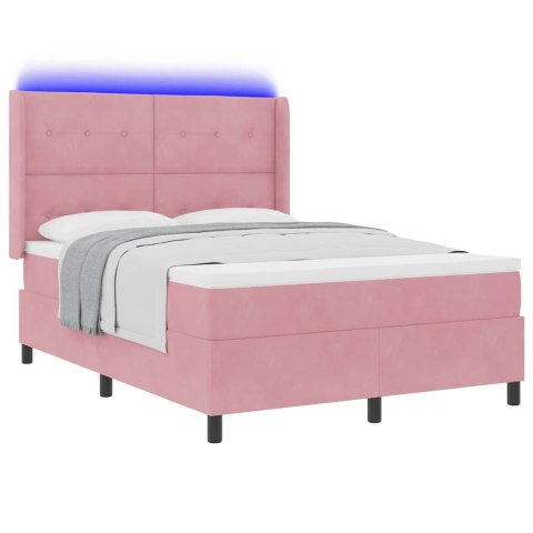 Łóżko sprężynowe Ze LED Lights Różowy 140 x 190 cm Aksamit