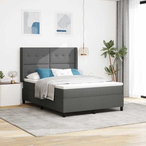 Łóżko z sprężyną LED Ciemnoszary 140 x 190 cm tkanina