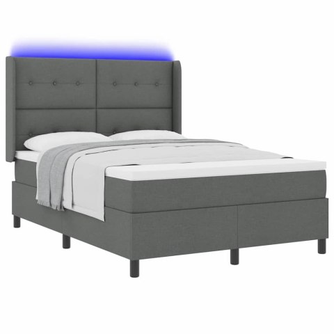 Łóżko z sprężyną LED Ciemnoszary 140 x 190 cm tkanina