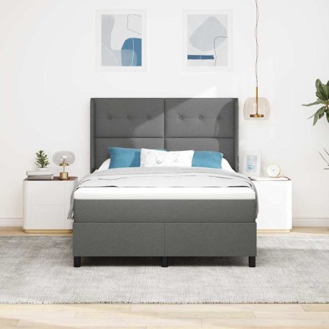 Łóżko z sprężyną LED Ciemnoszary 140 x 190 cm tkanina