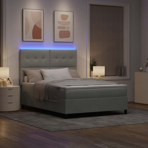 Łóżko z sprężyną LED Jasnoszary 140 x 200 cm tkanina
