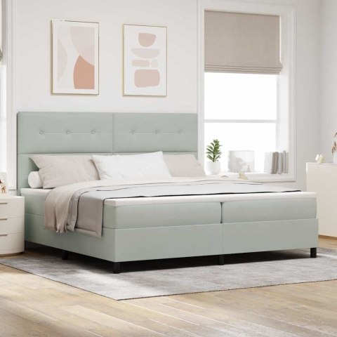 Łóżko z sprężyną LED Jasnoszary 200 x 200 cm tkanina