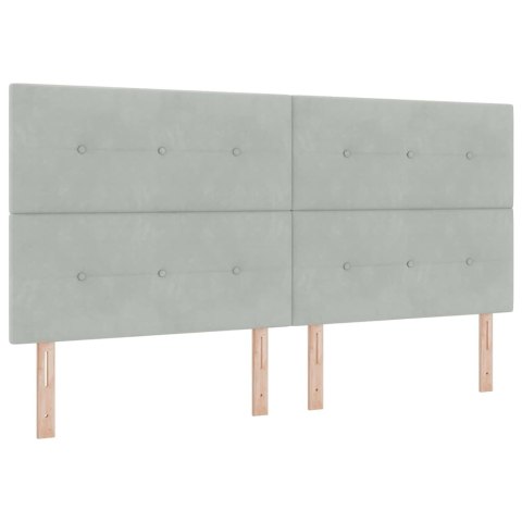 Łóżko z sprężyną LED Jasnoszary 200 x 200 cm tkanina