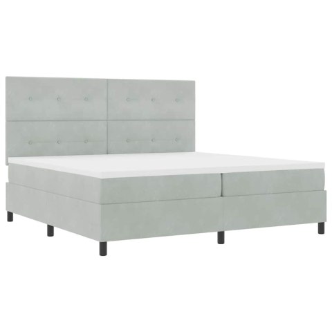 Łóżko z sprężyną LED Jasnoszary 200 x 200 cm tkanina